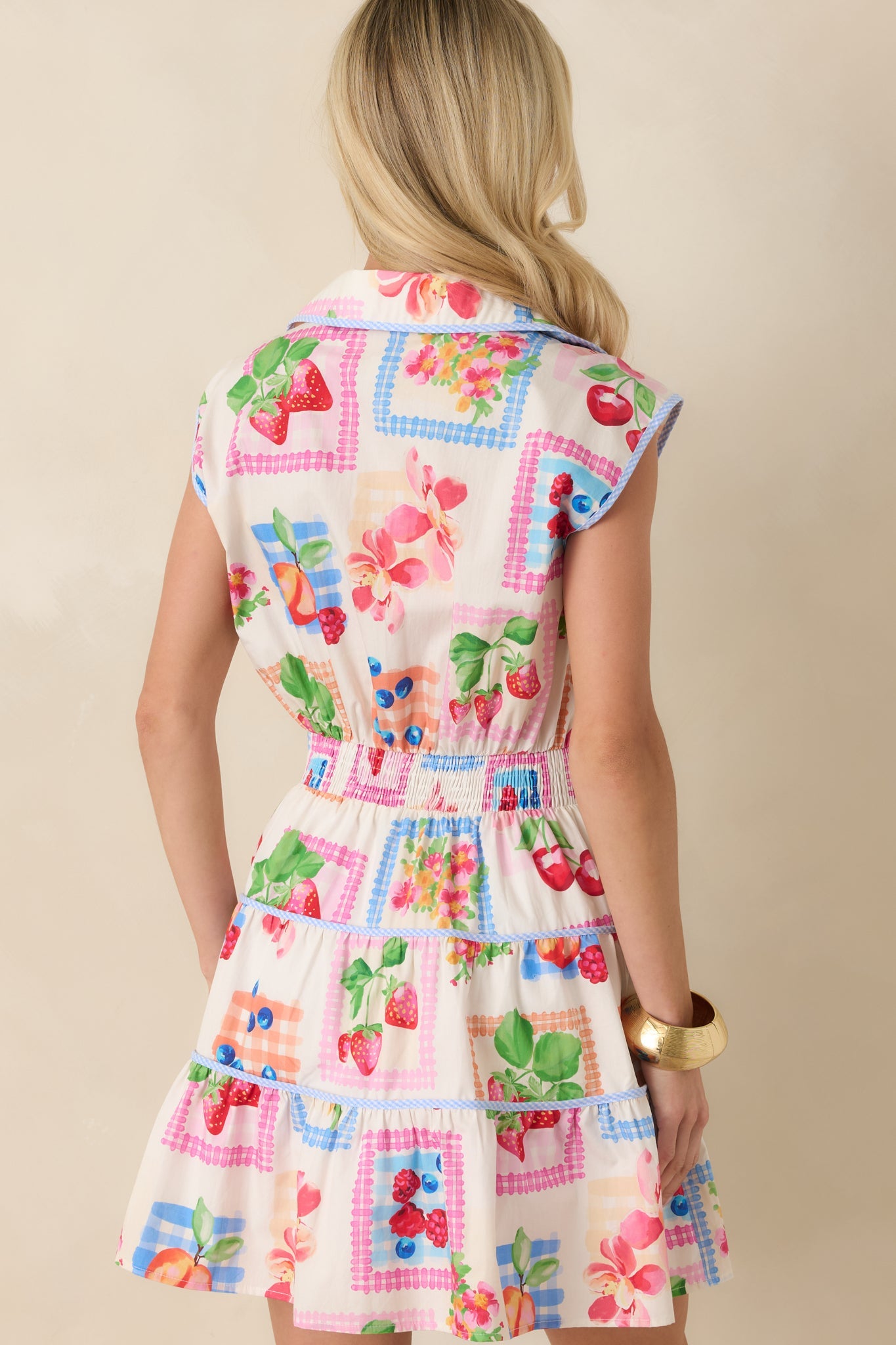 Prosperina Cate Multi Cotton Fruit Print Mini Dress
