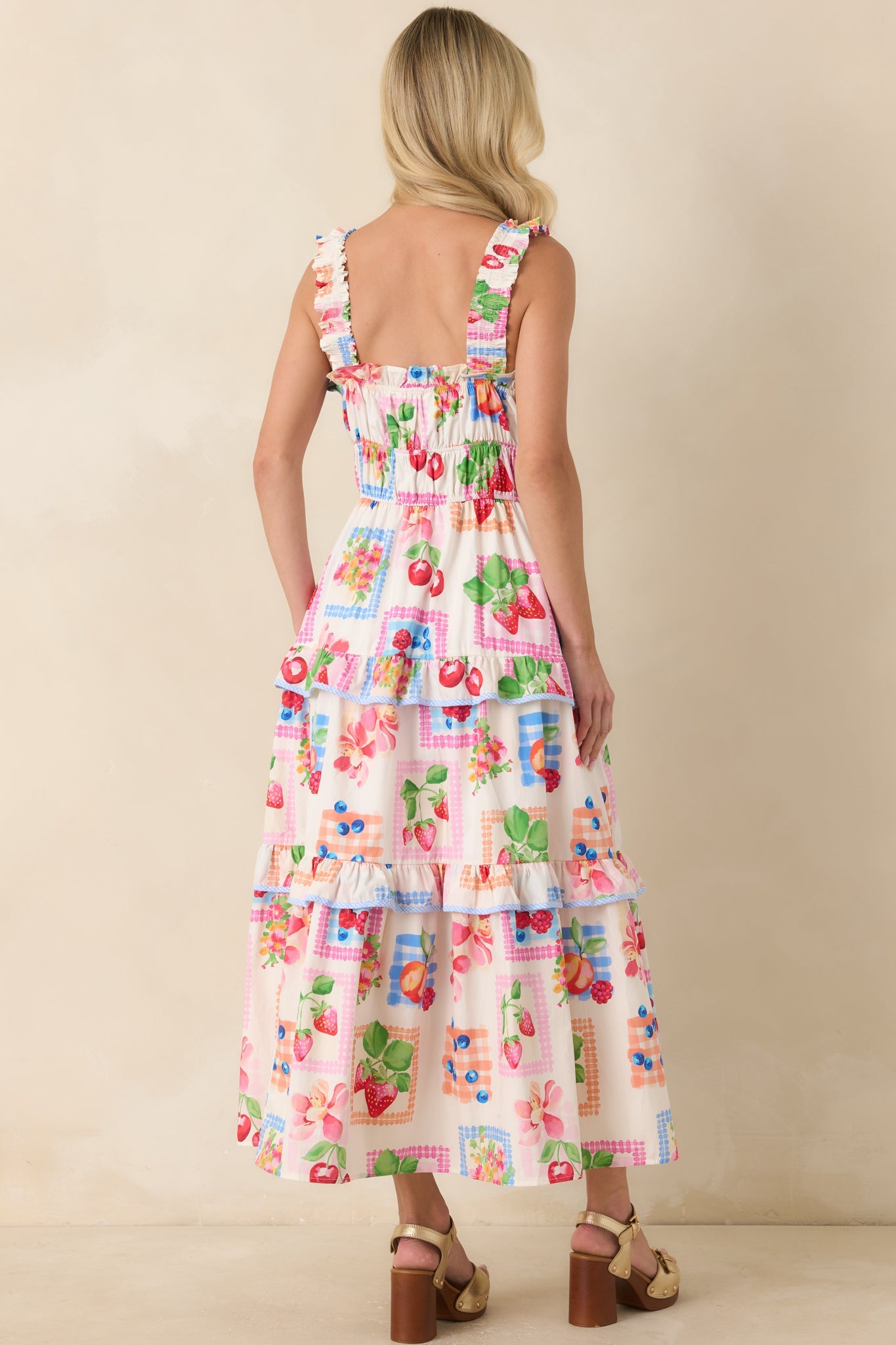 Prosperina Molly Multi Cotton Fruit Print Maxi Dress