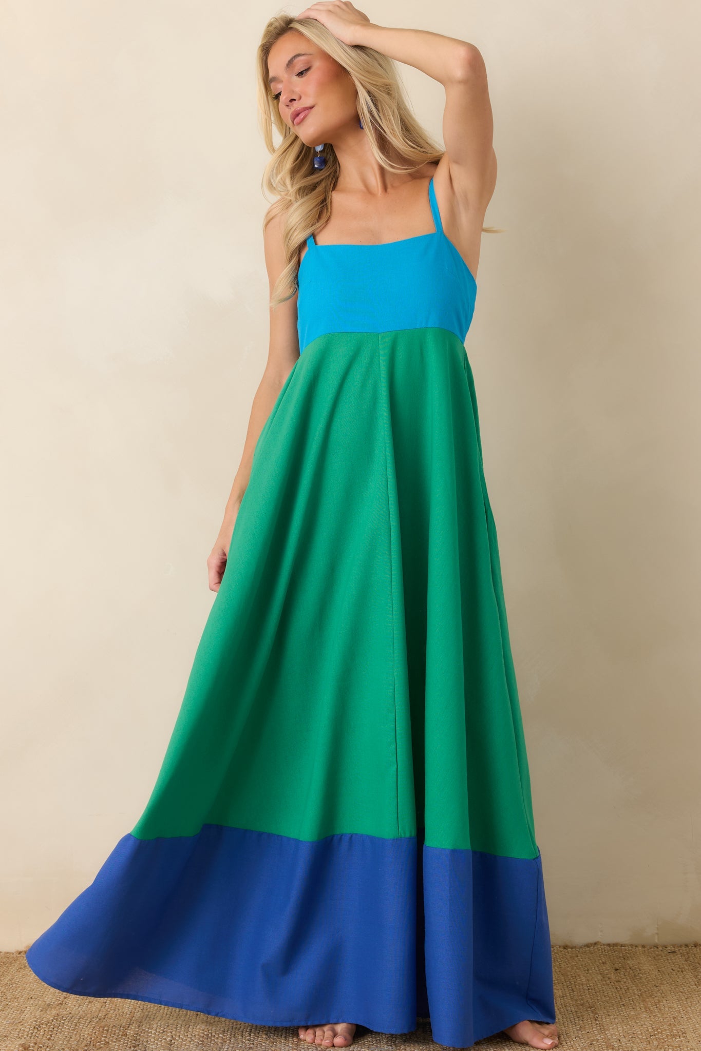 Paradisa Atlantis Green & Blue Color Block Maxi Dress