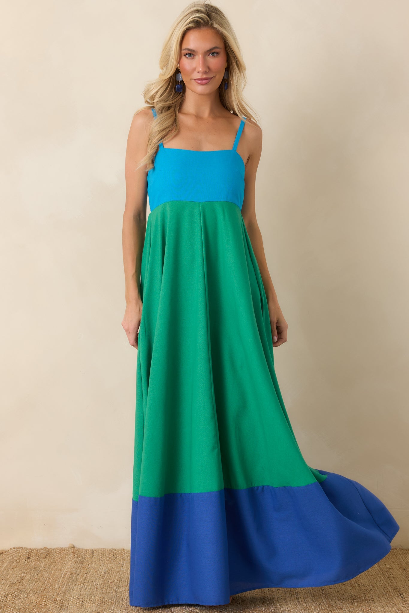 Paradisa Atlantis Green & Blue Color Block Maxi Dress