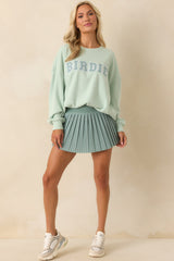 Z Supply Light Green Cotton Birdie Oversized Sweatshirt