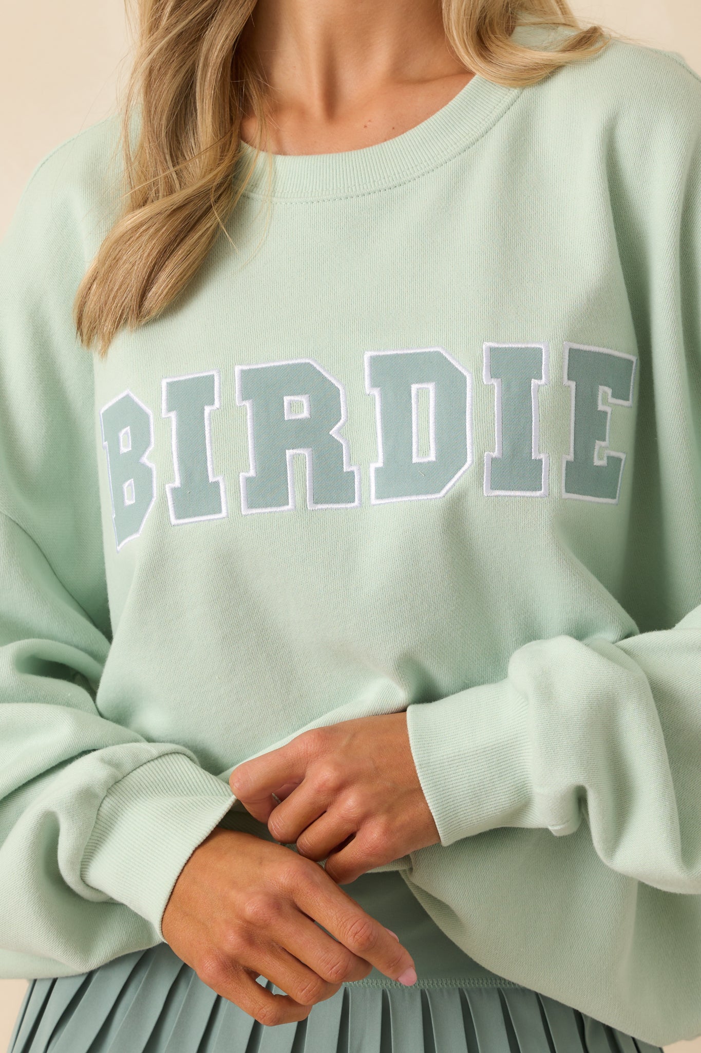 Z Supply Light Green Cotton Birdie Oversized Sweatshirt