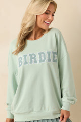 Z Supply Light Green Cotton Birdie Oversized Sweatshirt