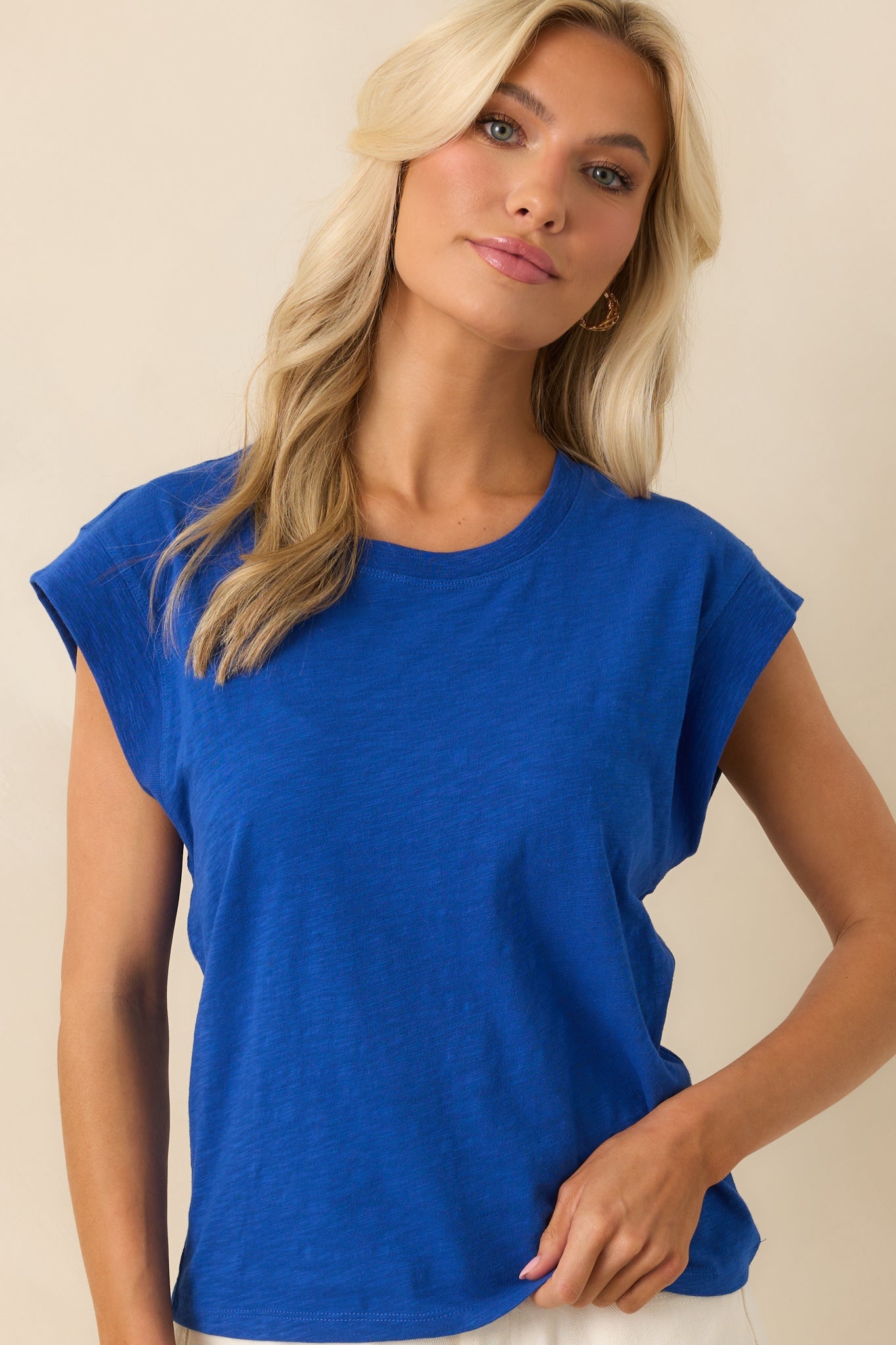 Z Supply Royal Blue Cotton Camino Slub Tee