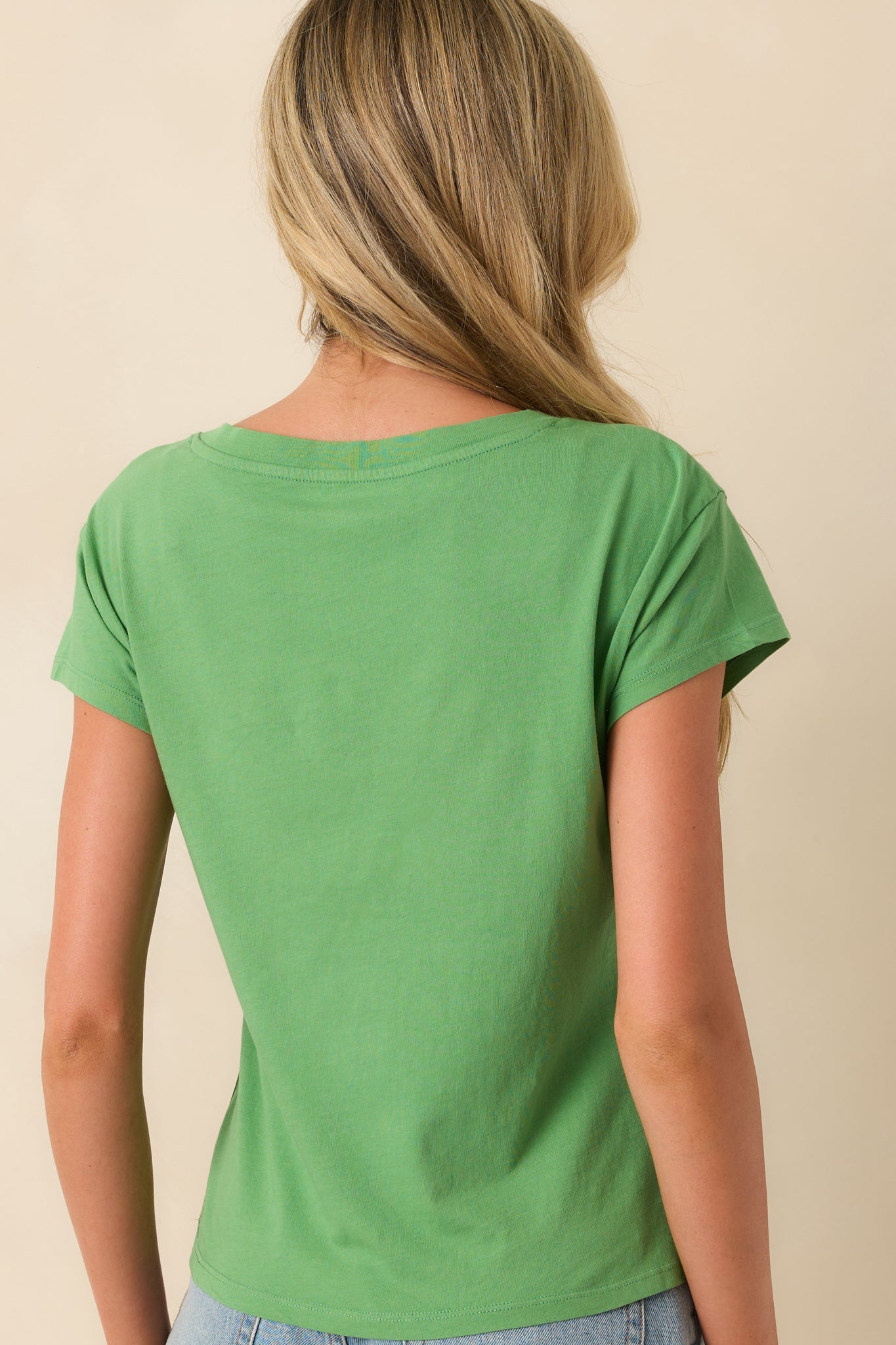 Z Supply Green Cotton Modern Jersey V-Neck Tee