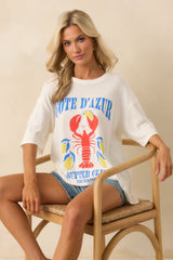 Z Supply Ivory Cotton Blue Coast SoCal Tee