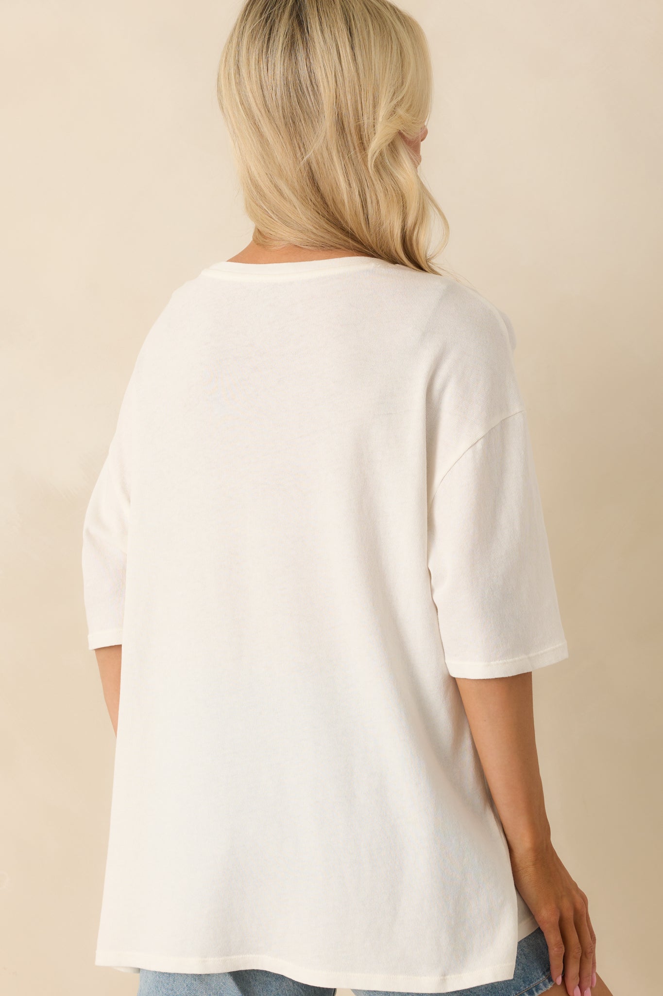 Z Supply Ivory Cotton Blue Coast SoCal Tee
