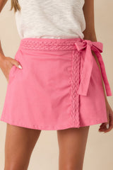 On The Move Pink Braided Mini Skort