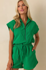 Embrace Today Kelly Green Half Zip Romper