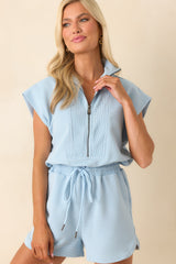 Embrace Today Light Blue Half Zip Romper