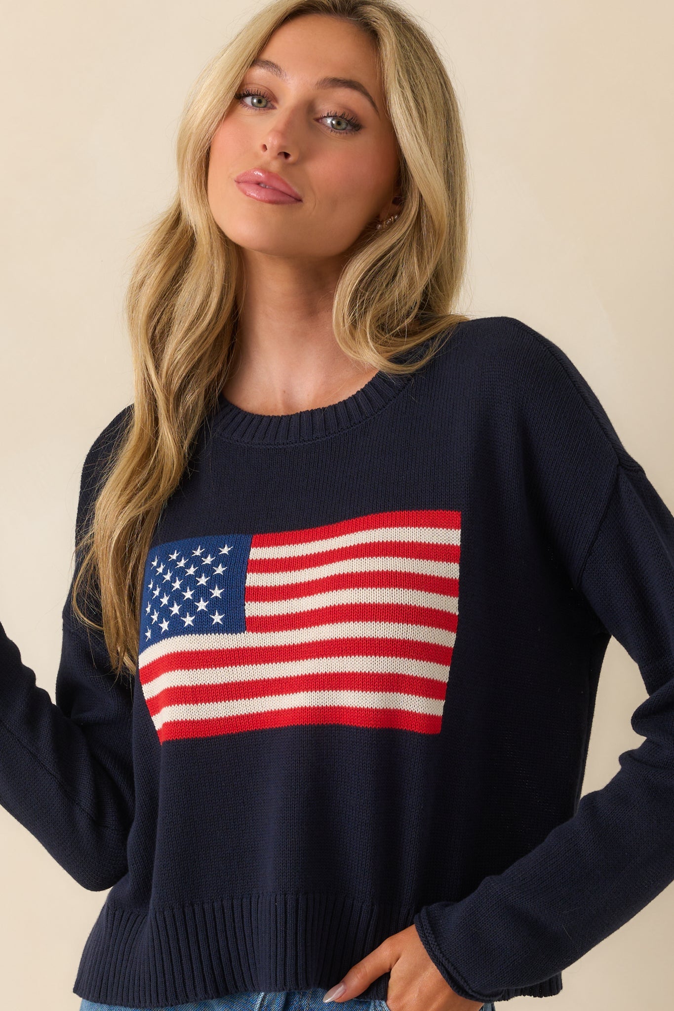 Z Supply Navy Cotton Sienna Patriot Sweater