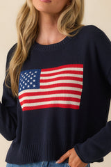 Z Supply Navy Cotton Sienna Patriot Sweater