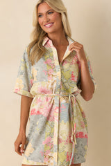 MINKPINK Multi Patchwork Aurora Mini Shirt Dress