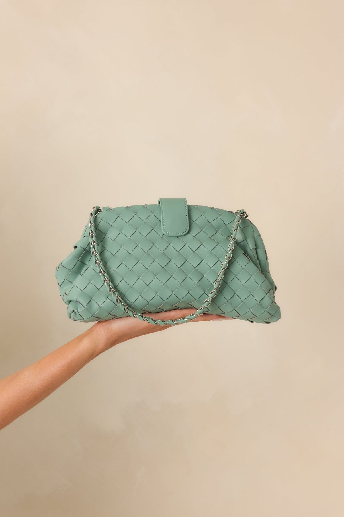Steal The Moment Mint Green Woven Crossbody Bag