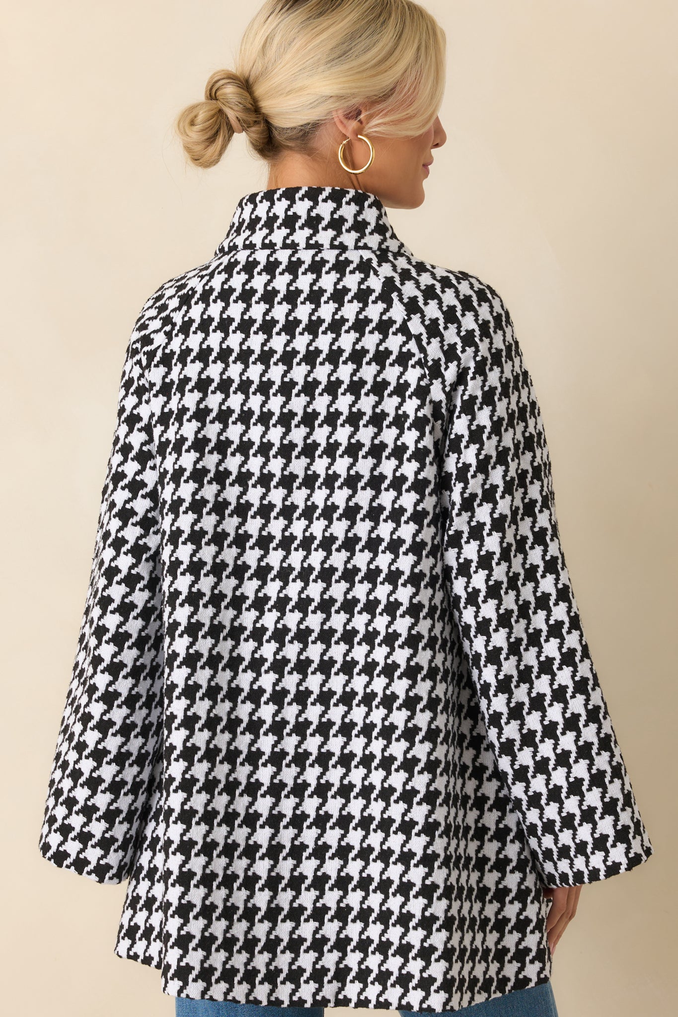 Prosperina Deveraux Black & White Houndstooth Car Coat