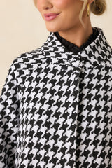 Prosperina Deveraux Black & White Houndstooth Car Coat