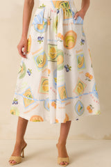 Prosperina Annie Multi Print Cotton Apron Midi Skirt
