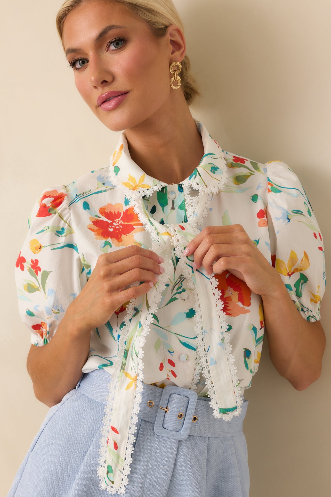 Prosperina Willow Multi Floral Print Cotton Top