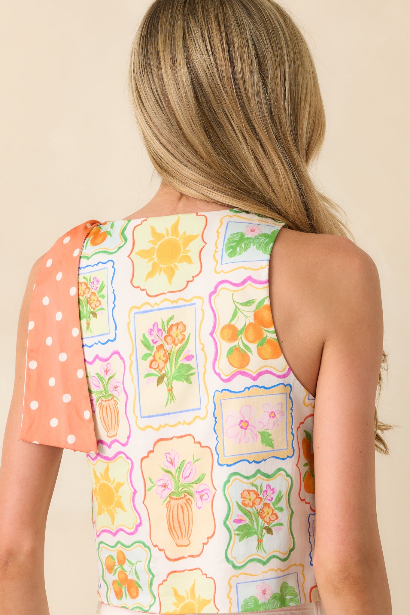 Prosperina Sinclair Multi Print Cotton Reversible Tie Strap Top