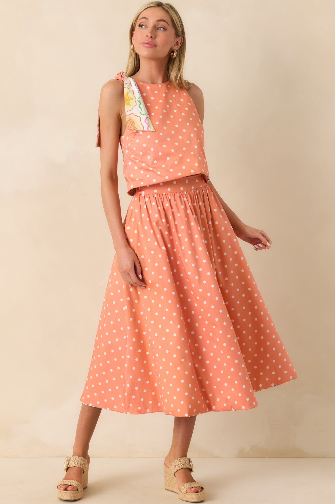 Prosperina Maddie Multi Print Cotton Reversible Midi Skirt
