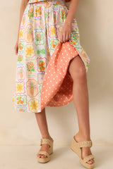 Prosperina Maddie Multi Print Cotton Reversible Midi Skirt