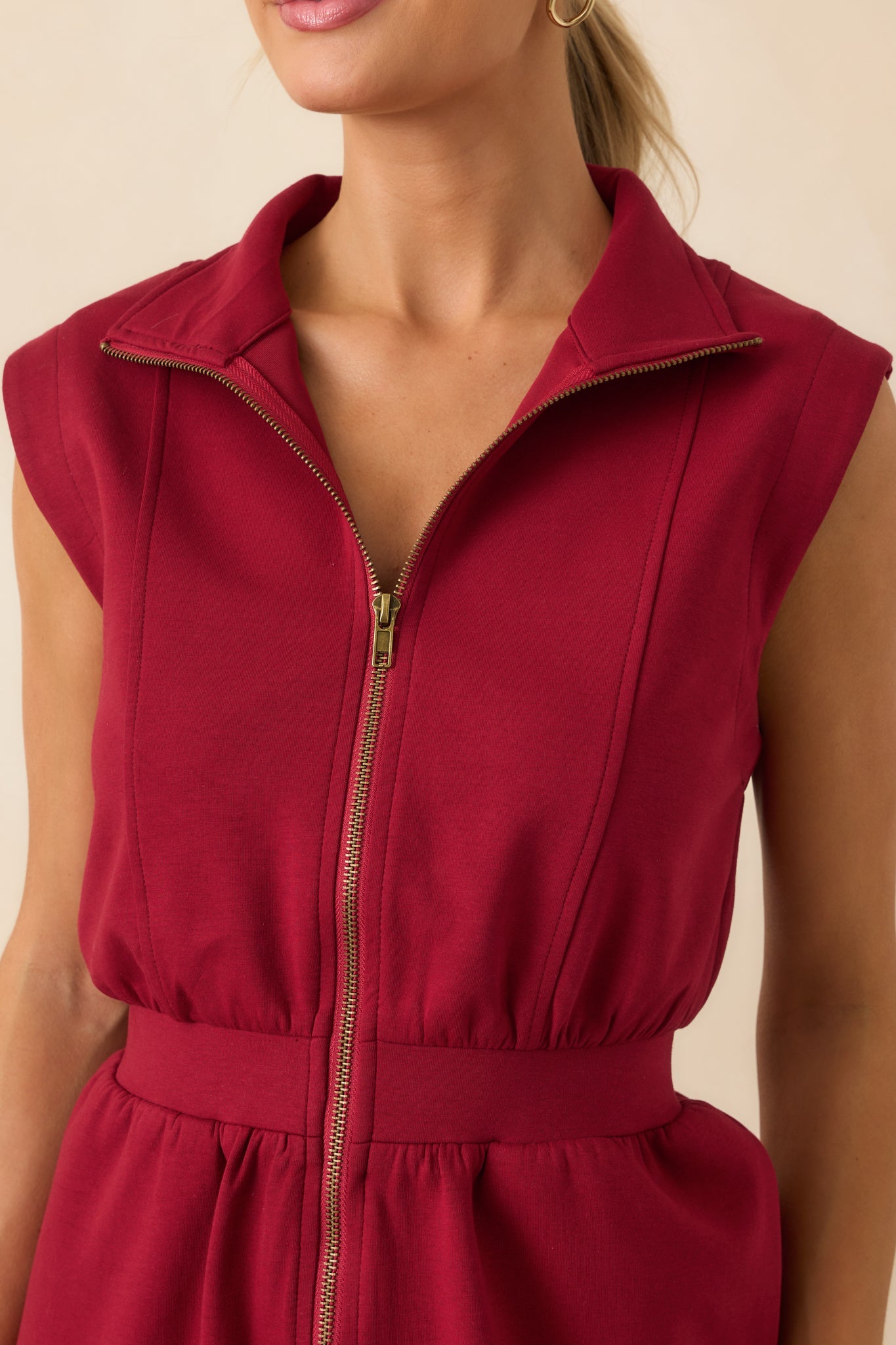 What It's All About Burgundy Cotton Sleeveless Mini Dress