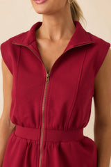 What It's All About Burgundy Cotton Sleeveless Mini Dress