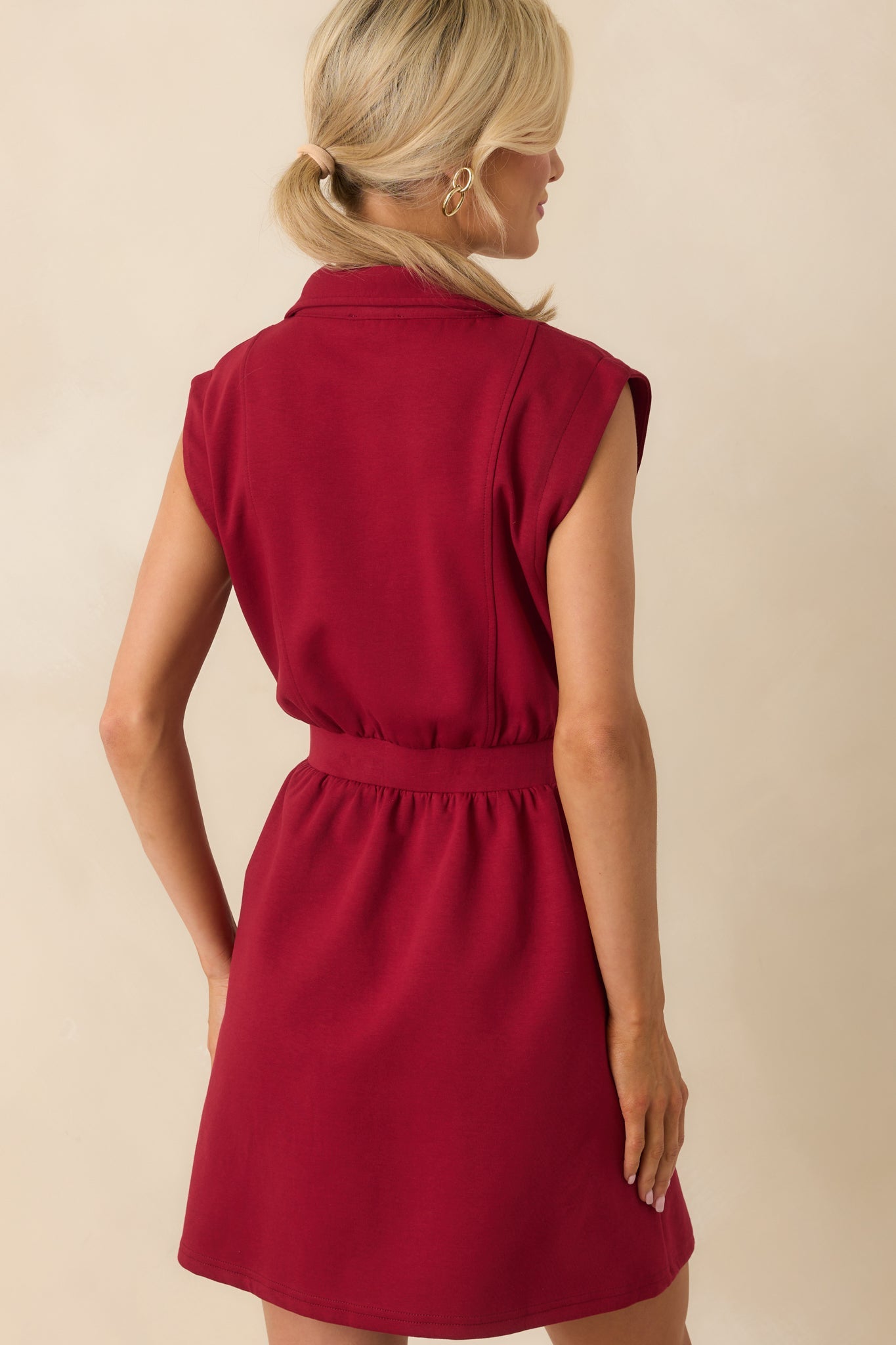 What It's All About Burgundy Cotton Sleeveless Mini Dress