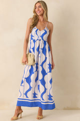 Staple The Label Blue Abstract Print Santi Maxi Sundress