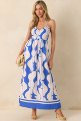 Staple The Label Blue Abstract Print Santi Maxi Sundress