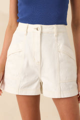 Staple The Label White Cotton Amari Denim Shorts