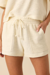 Z Supply Ivory Cotton Knox Looped Terry Shorts