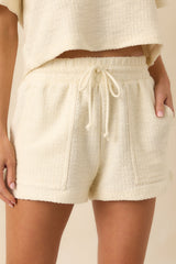 Z Supply Ivory Cotton Knox Looped Terry Shorts