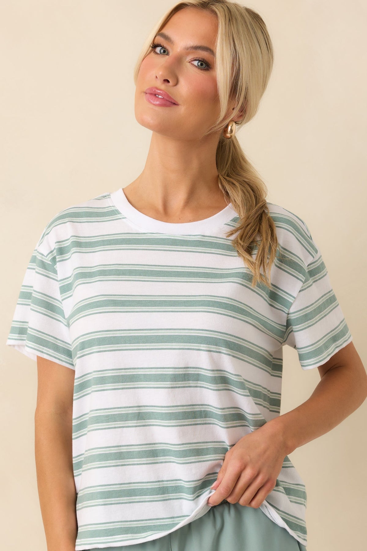 Z Supply Green Cotton All Star Stripe Tee