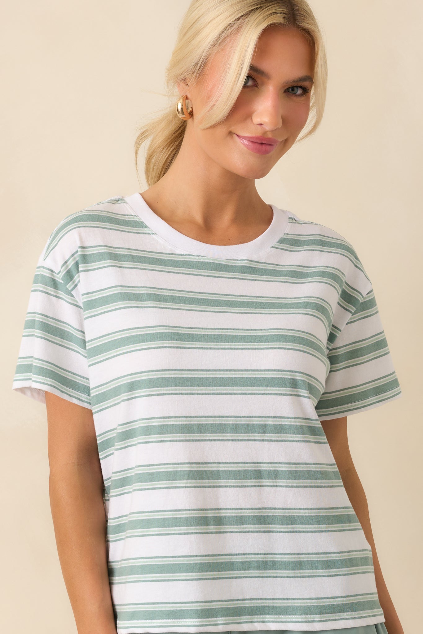 Z Supply Green Cotton All Star Stripe Tee