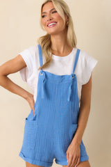 Z Supply Blue Cotton Montague Airy Gauze Romper