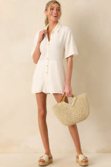 Z Supply Ivory Marcell Button Up Romper