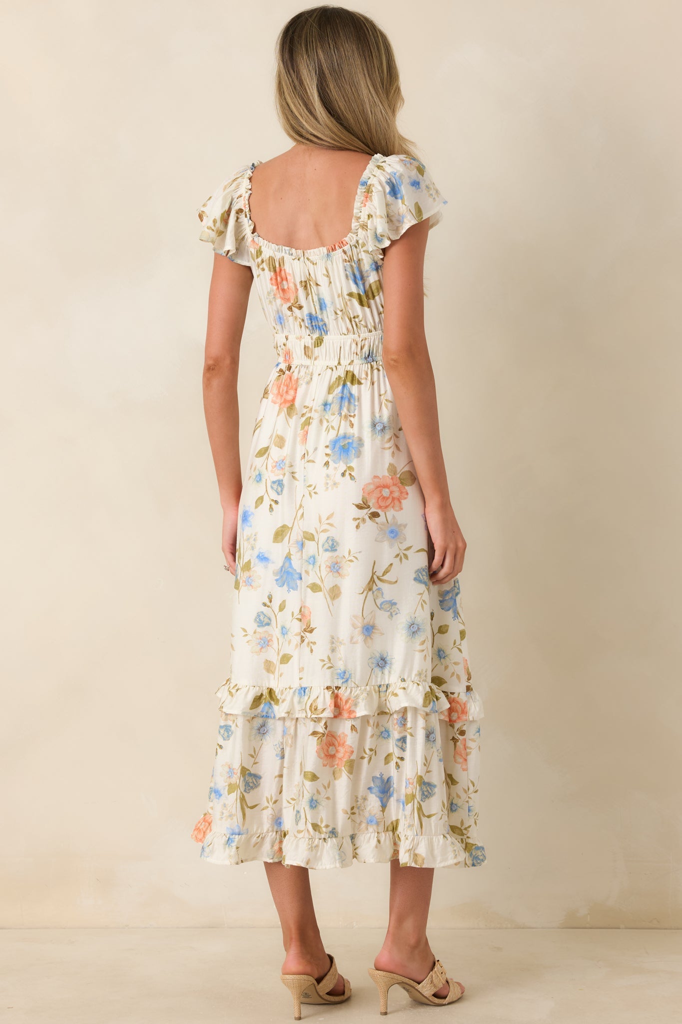 Wildflower Wishes Ivory Multi Floral Midi Dress