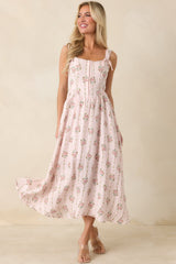 Some Kind of Wonderful Light Pink Floral Midi Dress