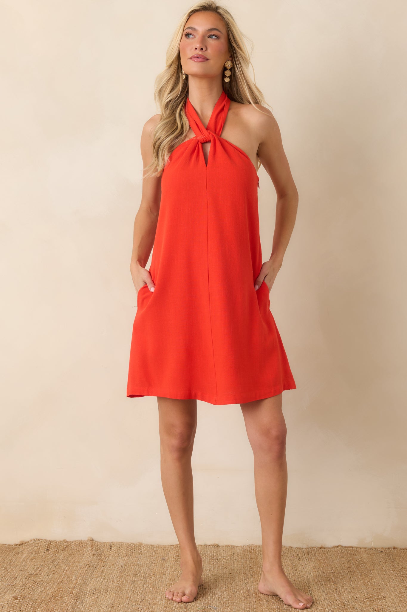 Paradisa Coralia Sangria Red Cotton Blend Mini Dress