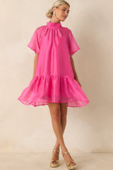 Pretty In Presence Pink Organza Mini Dress
