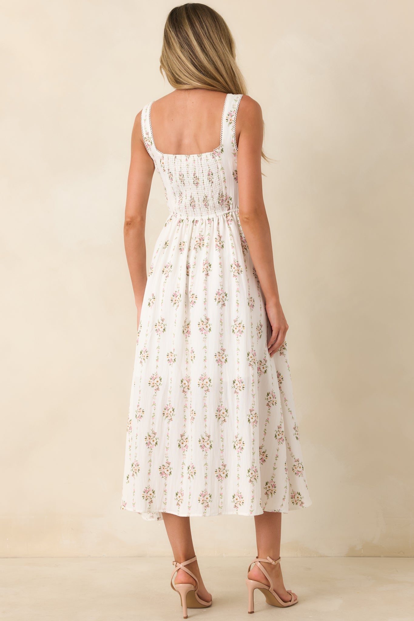 Some Kind of Wonderful White Multi Floral Midi Dress