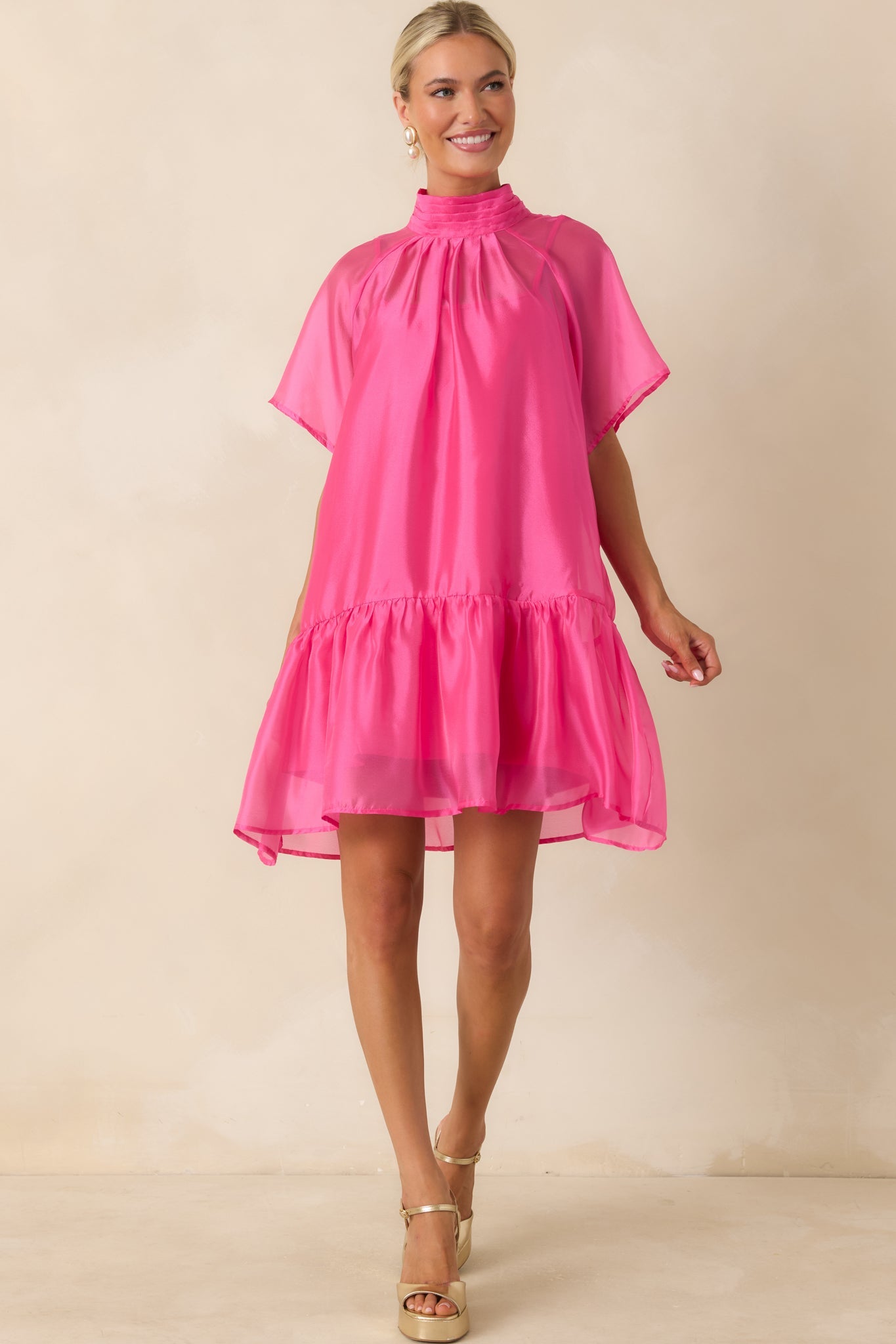 Pretty In Presence Pink Organza Mini Dress