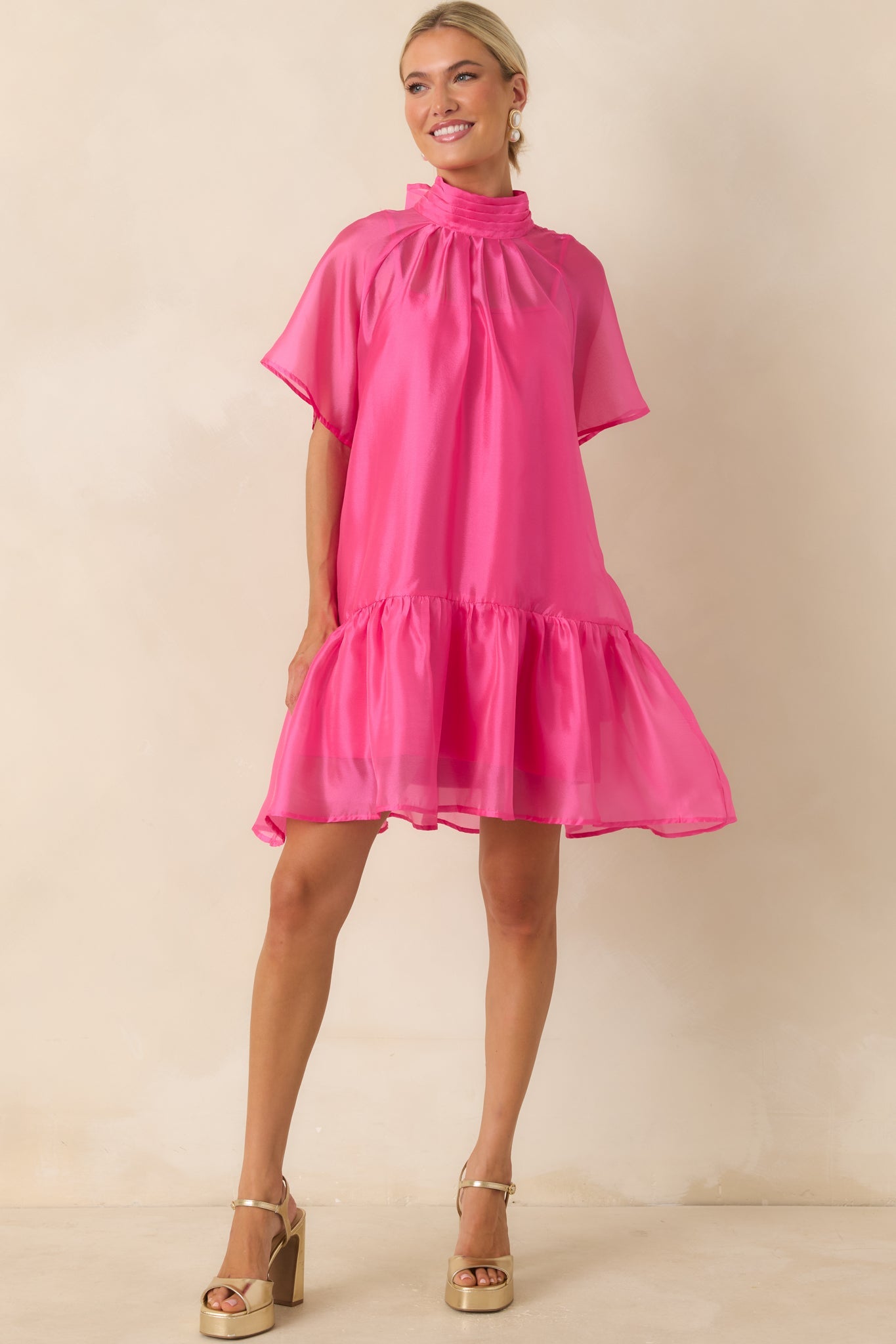 Pretty In Presence Pink Organza Mini Dress