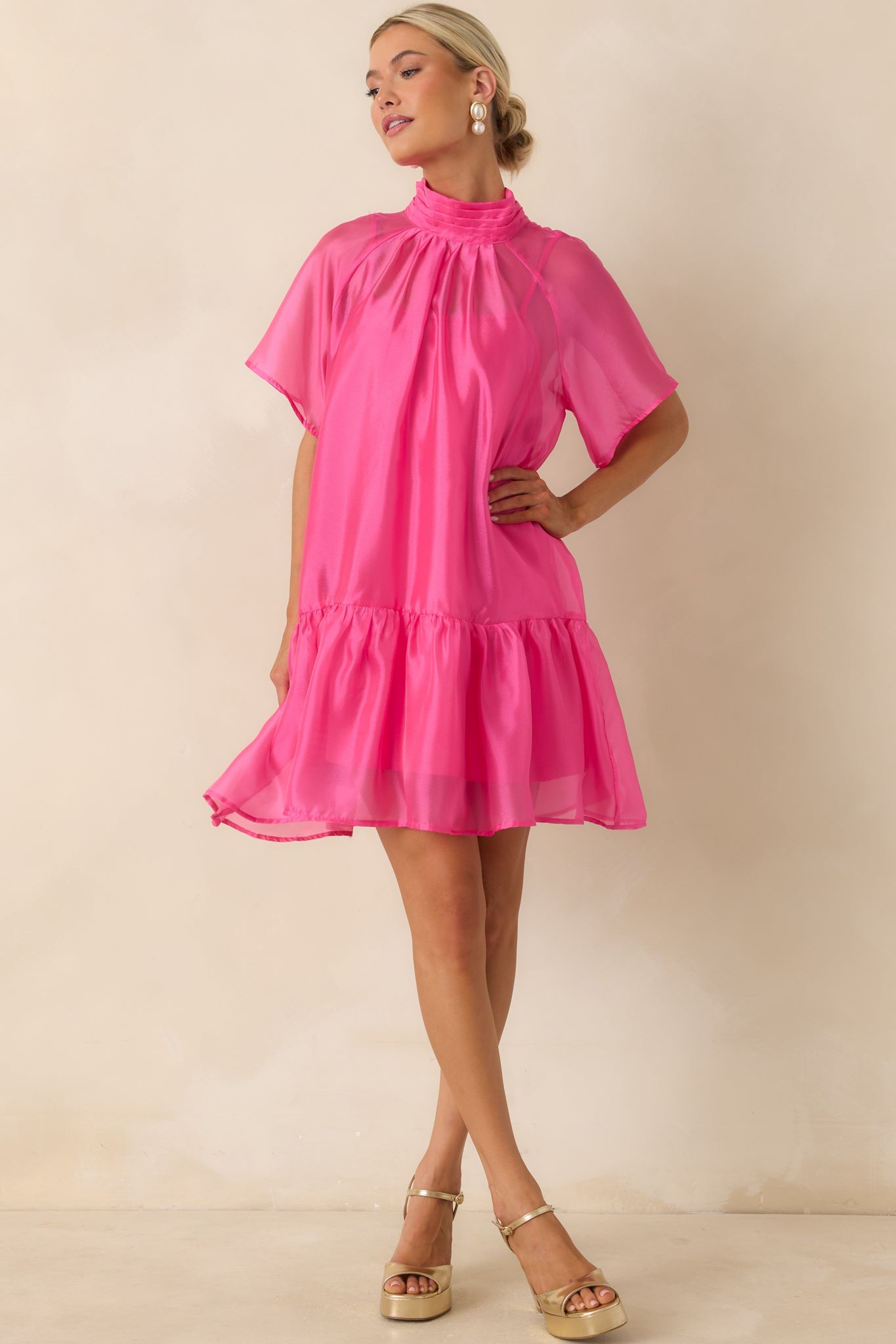 Pretty In Presence Pink Organza Mini Dress