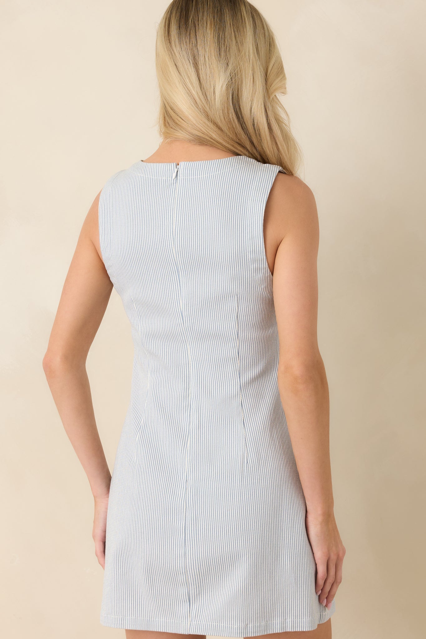 Stretch Of the Imagination Blue Stripe Cotton Stretch Denim Mini Dress