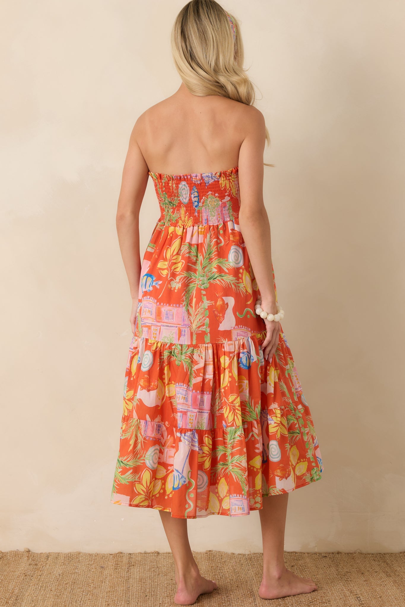 Paradisa Merritt Island Orange Multi Cotton Convertible Skirt Dress