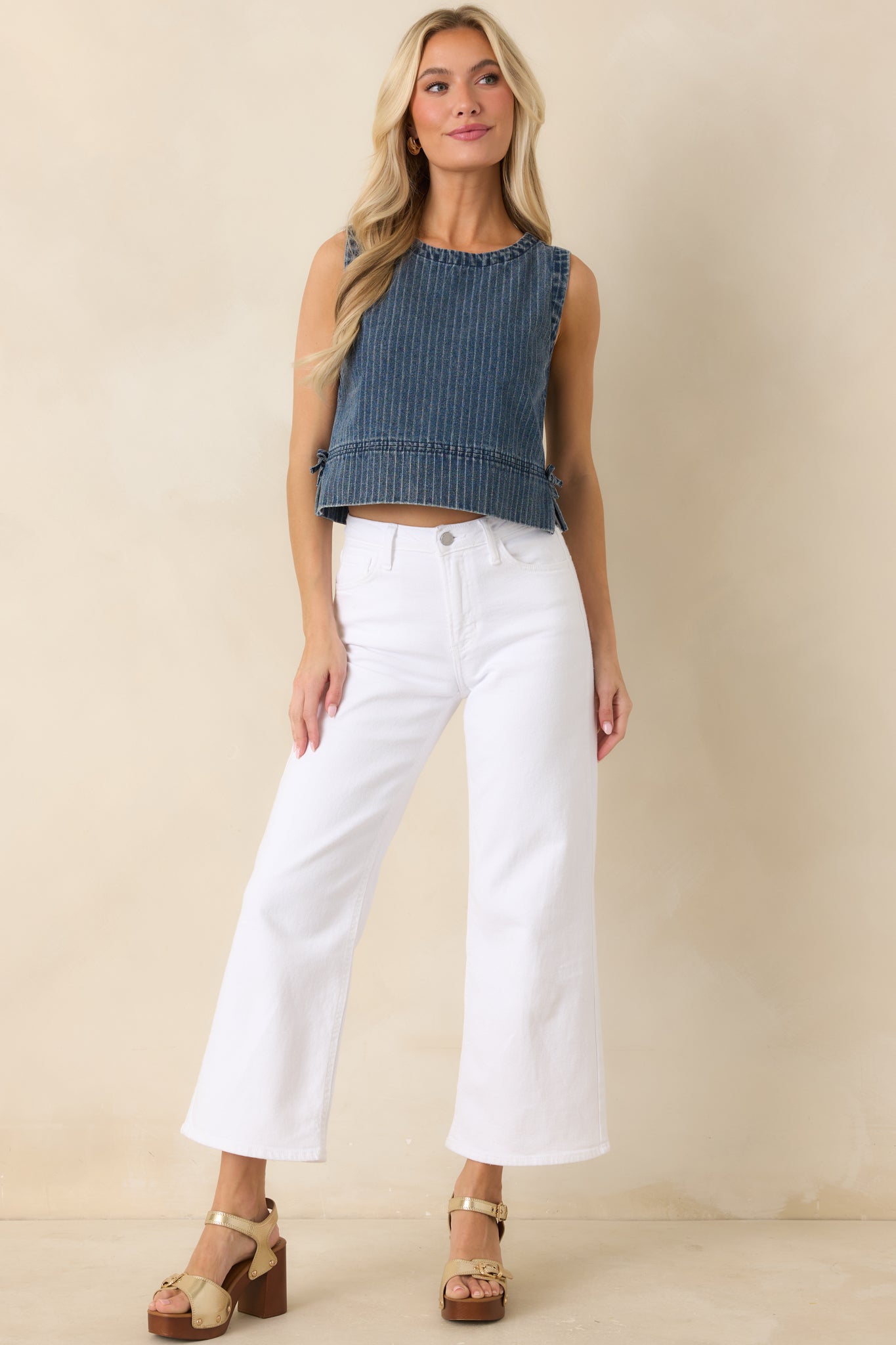 The County Line Indigo Stripe Cotton Denim Tank