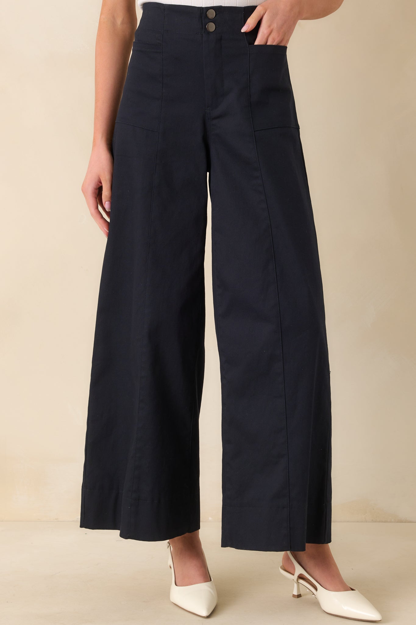 Daylight Glimmer Navy Wide Leg Pants