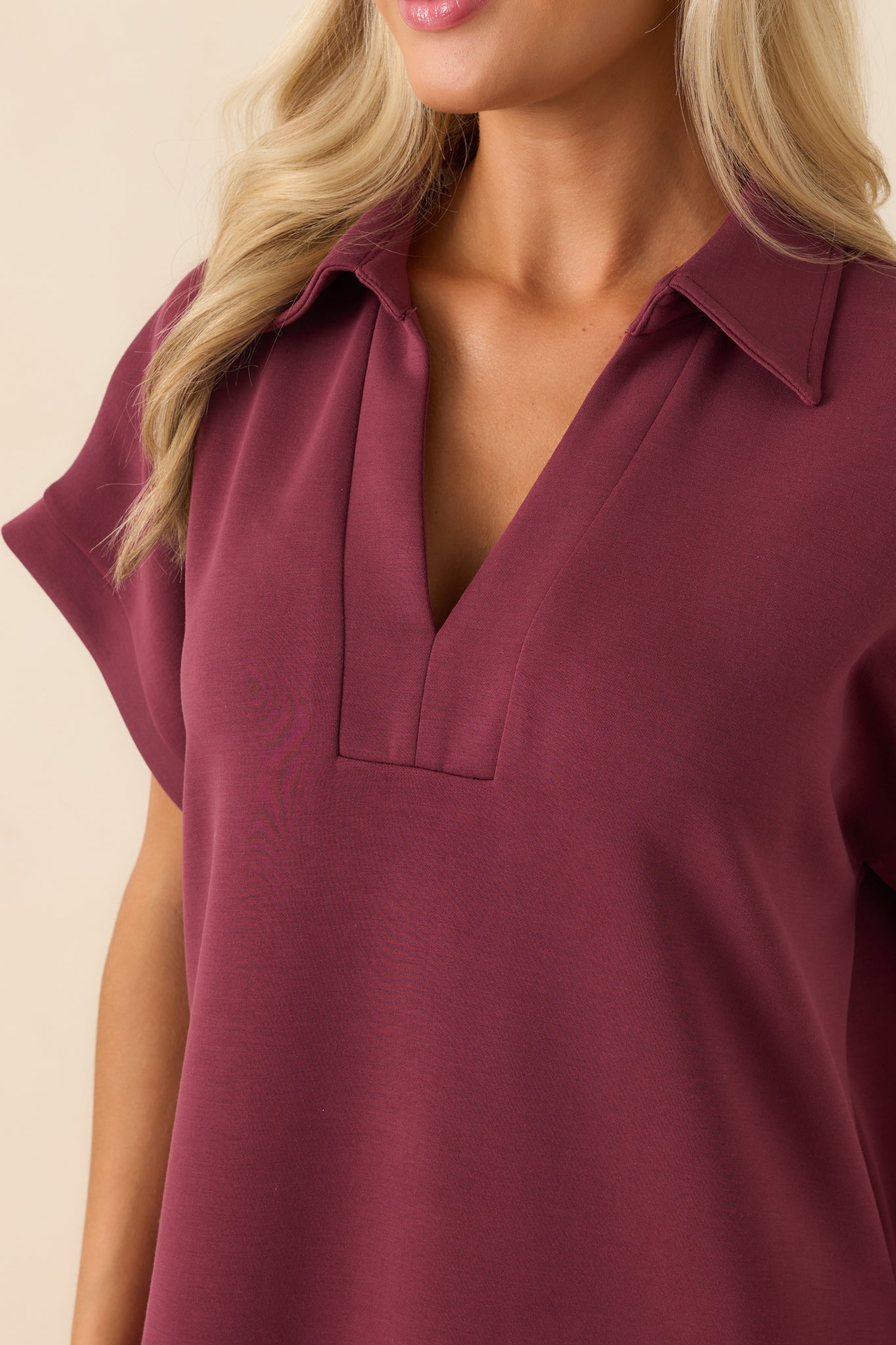 Made The Right Call Burgundy Collared Midi T-Shirt Dress